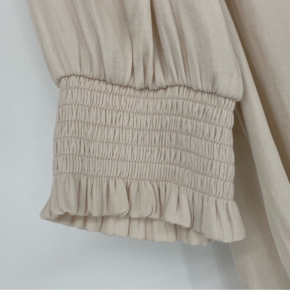 Maison D’Amelie Paris Champagne Cream Smocked Puff Sleeve Blouse Women’s Medium - Picture 3 of 12